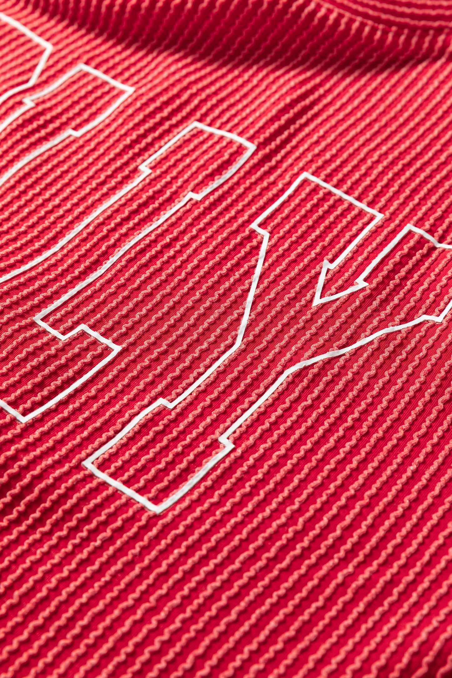 Racing Red Twisted Rib Outlined Merry Letter Graphic Loose Long Sleeve Top