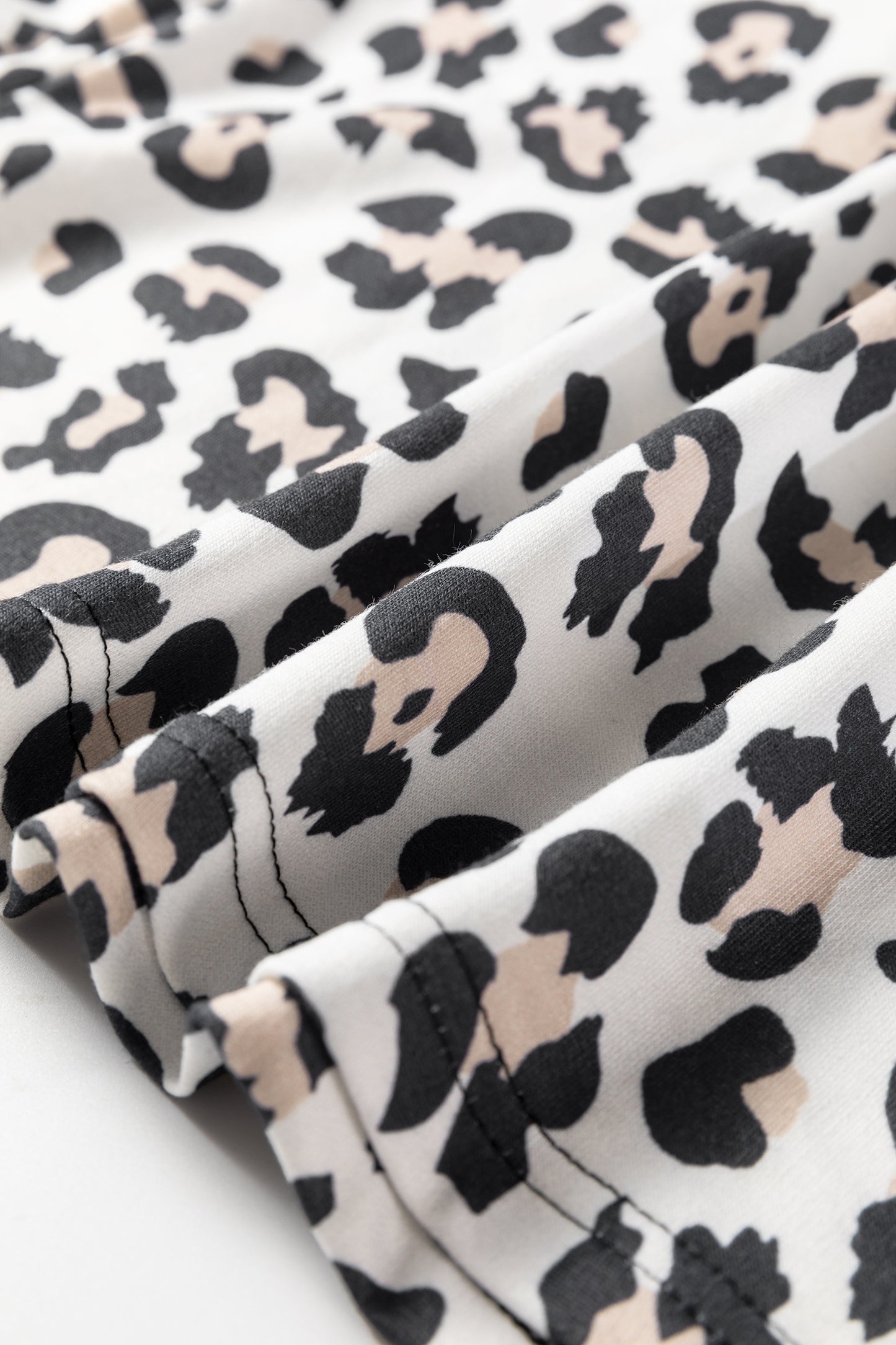 Black Color Block Leopard Patchwork Long Sleeve Casual Top