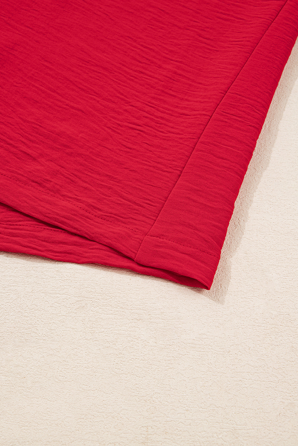 Fiery Red Plus Size Smocked Cuff Dolman Oversized Tunic Blouse