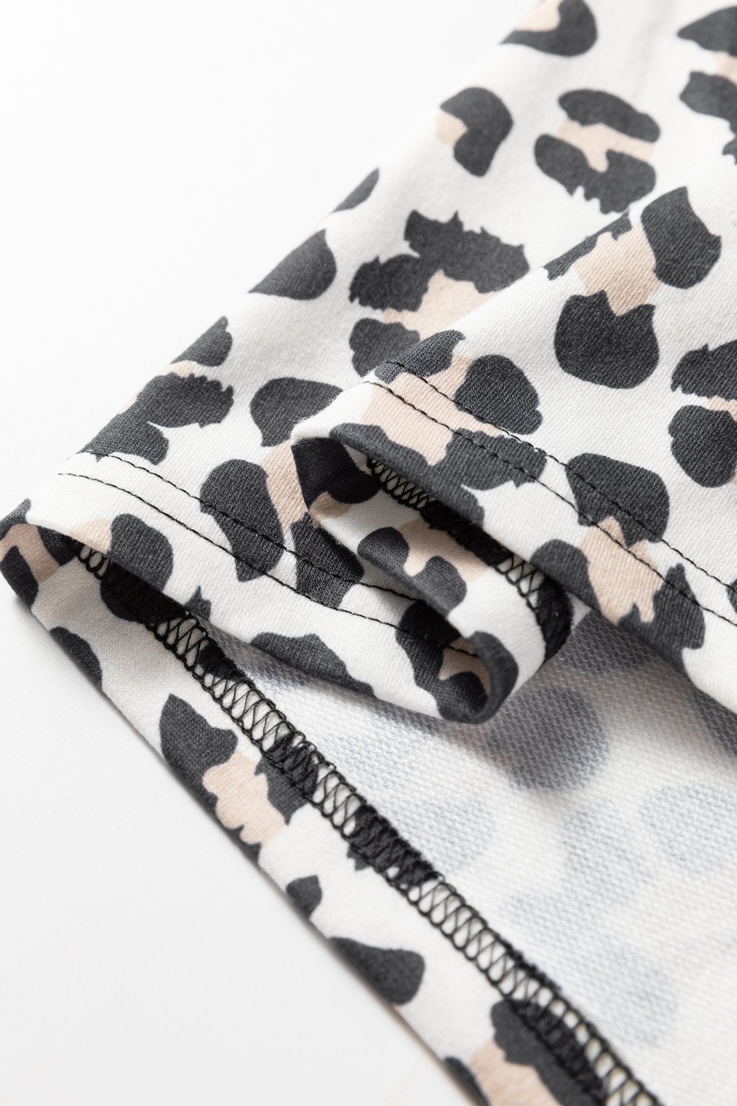 Black Color Block Leopard Patchwork Long Sleeve Casual Top