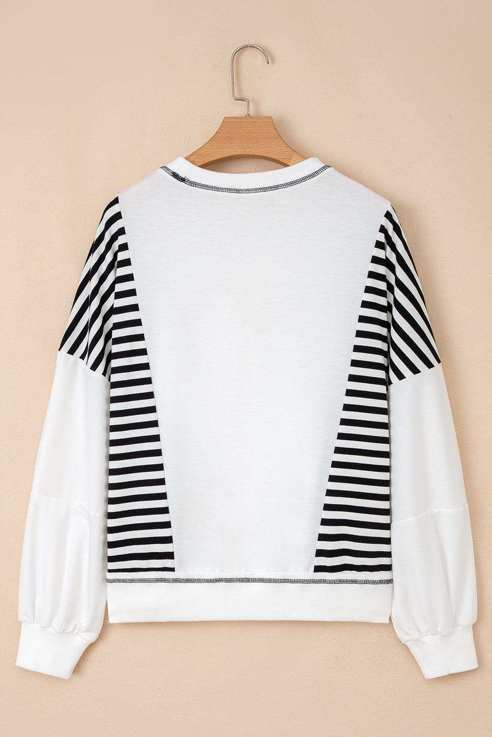 White Stripe Colorblock Patchwork Contrast Stitching Oversize Sweatshirt